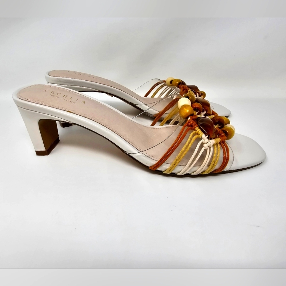 NEW Cecelia New York Anna Belle Beaded Block Heel Sandals Size 9 - Picture 2 of 5